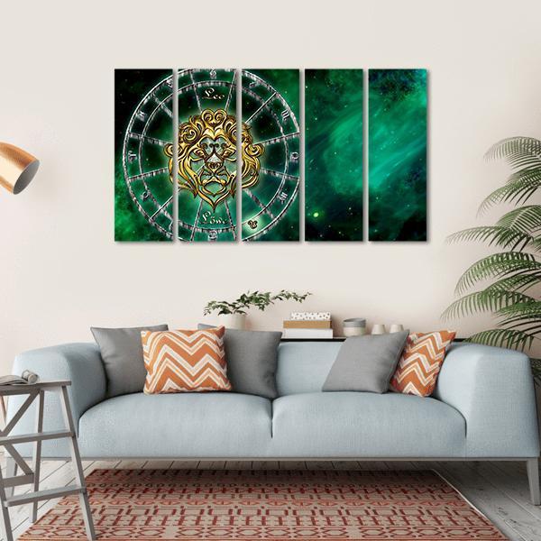 Symbol Of Leo Horoscope Canvas Wall Art-5 Horizontal-Gallery Wrap-22" x 12"-Tiaracle