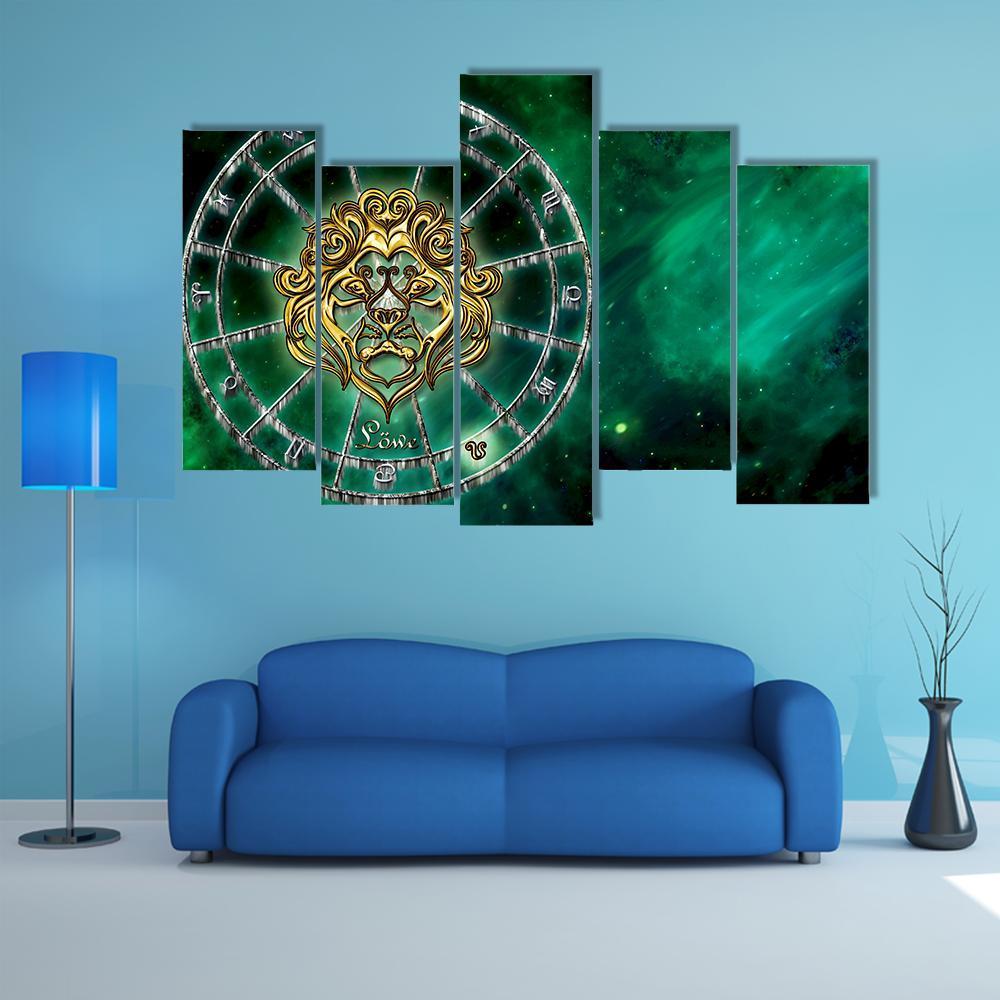 Symbol Of Leo Horoscope Canvas Wall Art-5 Pop-Gallery Wrap-32" x 21"-Tiaracle