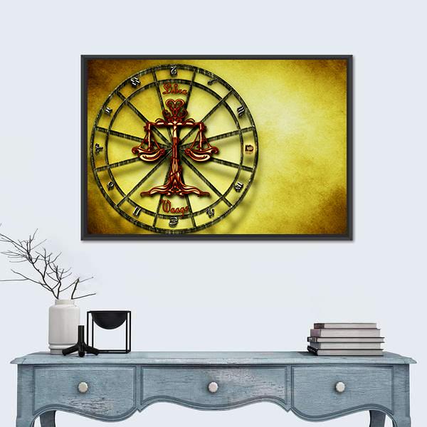 Symbol Of Libra Horoscope Canvas Wall Art-1 Piece-Floating Frame-24" x 16"-Tiaracle