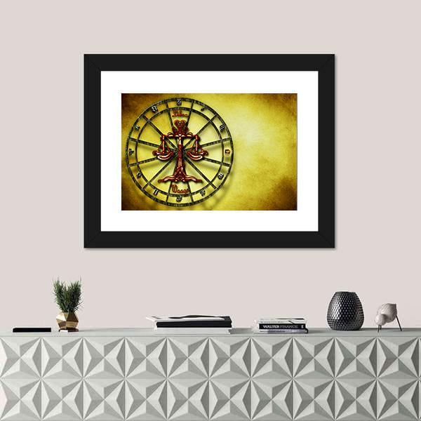 Symbol Of Libra Horoscope Canvas Wall Art-1 Piece-Framed Print-20" x 16"-Tiaracle