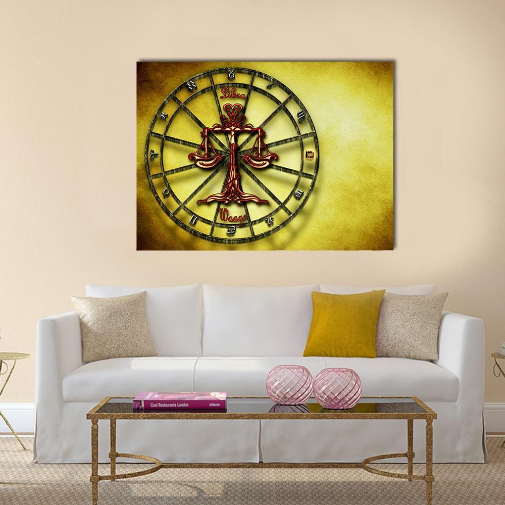 Symbol Of Libra Horoscope Canvas Wall Art-1 Piece-Gallery Wrap-36" x 24"-Tiaracle