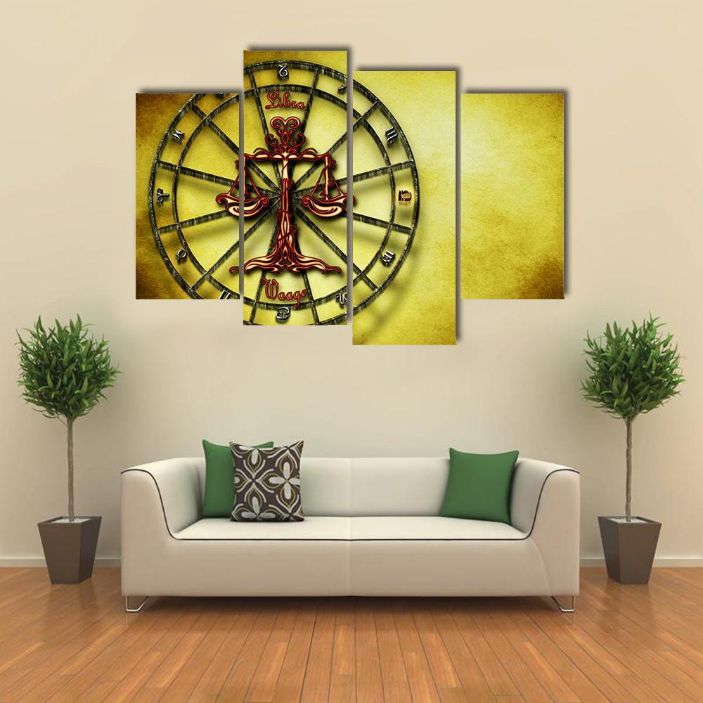 Symbol Of Libra Horoscope Canvas Wall Art-4 Pop-Gallery Wrap-34" x 20"-Tiaracle