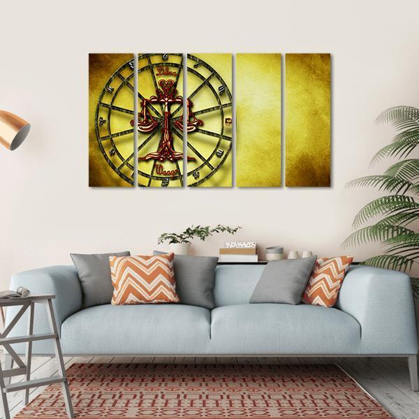 Symbol Of Libra Horoscope Canvas Wall Art-5 Horizontal-Gallery Wrap-22" x 12"-Tiaracle