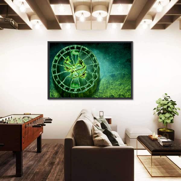 Symbol Of Pisces Horoscope Canvas Wall Art-3 Horizontal-Gallery Wrap-25" x 16"-Tiaracle