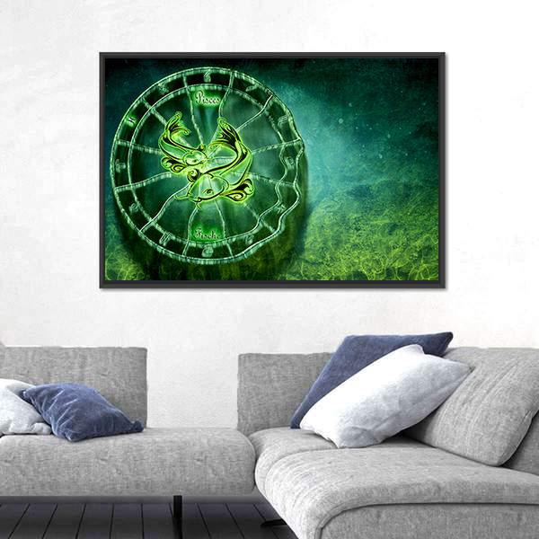 Symbol Of Pisces Horoscope Canvas Wall Art-3 Horizontal-Gallery Wrap-25" x 16"-Tiaracle