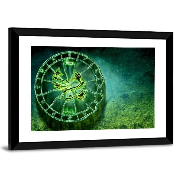 Symbol Of Pisces Horoscope Canvas Wall Art-3 Horizontal-Gallery Wrap-25" x 16"-Tiaracle