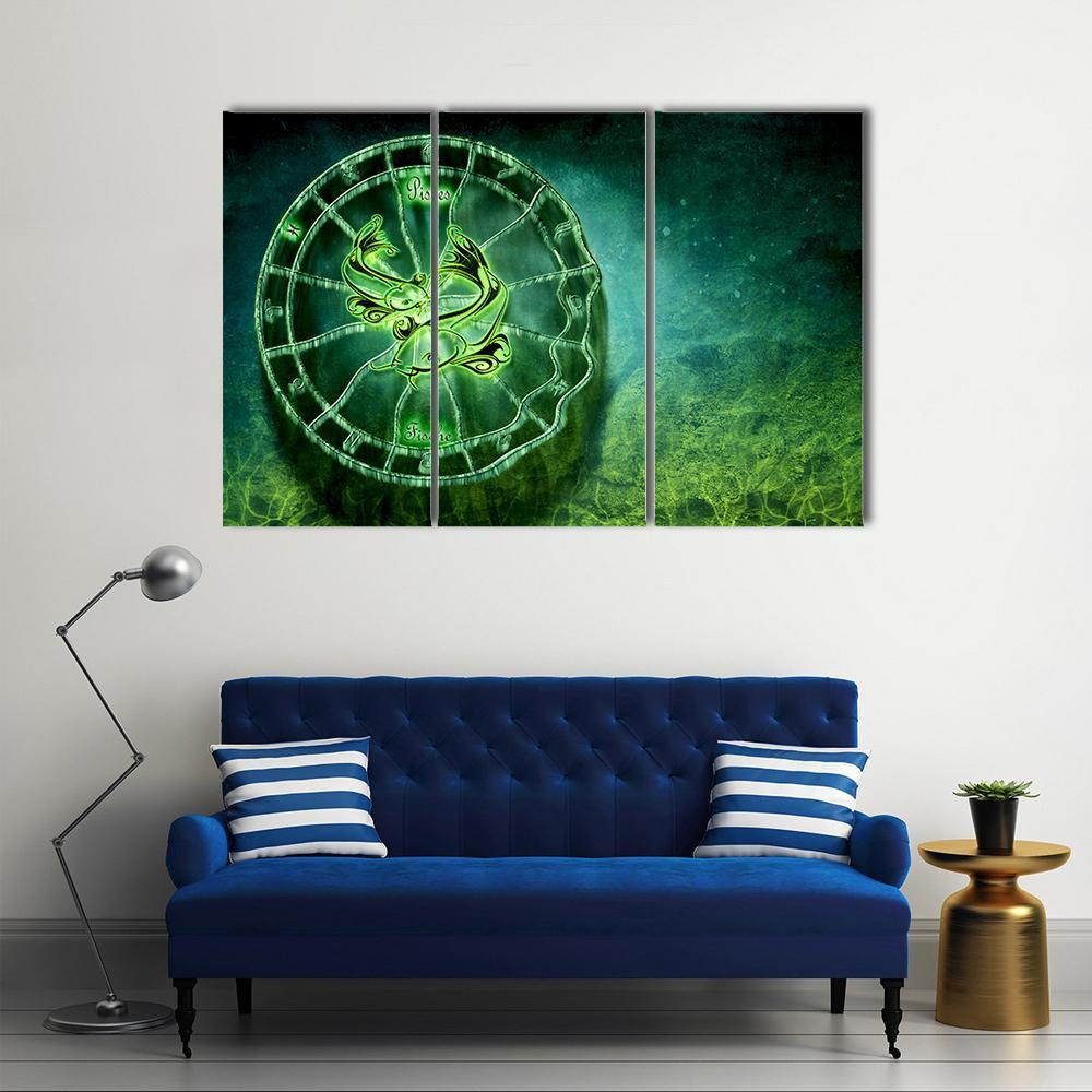 Symbol Of Pisces Horoscope Canvas Wall Art-3 Horizontal-Gallery Wrap-25" x 16"-Tiaracle