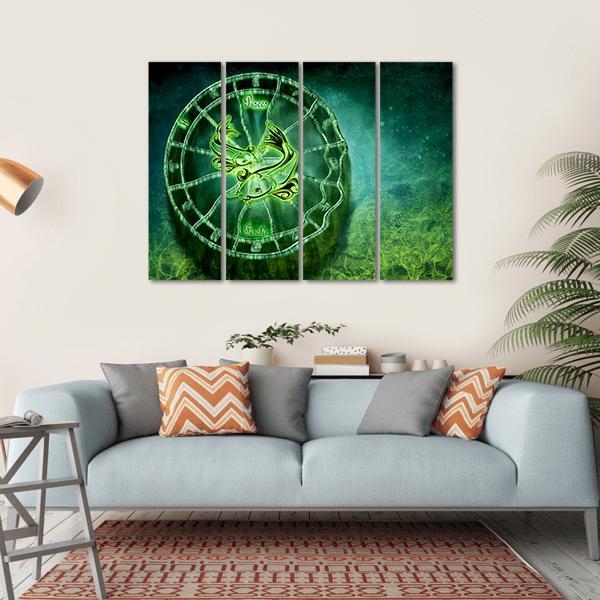 Symbol Of Pisces Horoscope Canvas Wall Art-4 Horizontal-Gallery Wrap-34" x 24"-Tiaracle