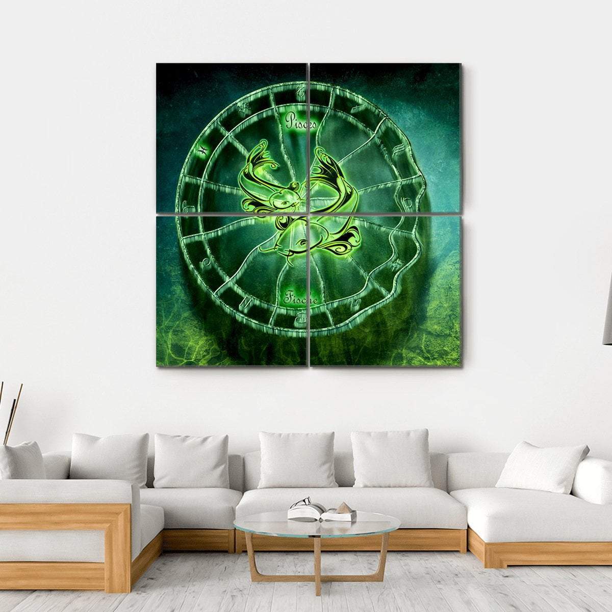 Symbol Of Pisces Horoscope Canvas Wall Art-4 Square-Gallery Wrap-17" x 17"-Tiaracle