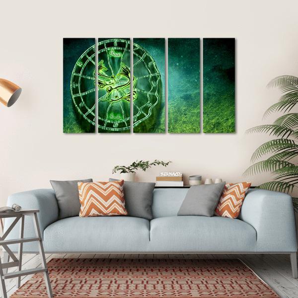 Symbol Of Pisces Horoscope Canvas Wall Art-5 Horizontal-Gallery Wrap-22" x 12"-Tiaracle