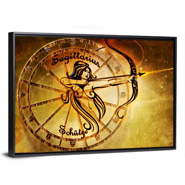 Symbol Of Sagittarius Horoscope Canvas Wall Art-3 Horizontal-Gallery Wrap-25" x 16"-Tiaracle