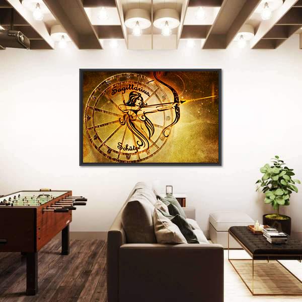 Symbol Of Sagittarius Horoscope Canvas Wall Art-3 Horizontal-Gallery Wrap-25" x 16"-Tiaracle