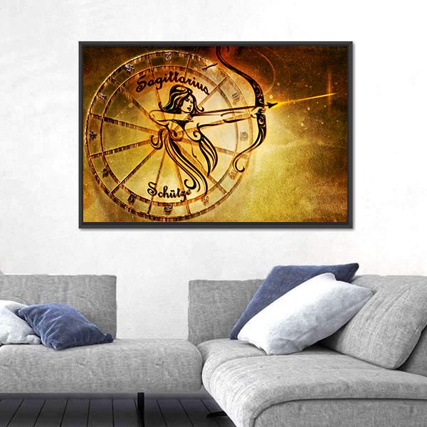 Symbol Of Sagittarius Horoscope Canvas Wall Art-3 Horizontal-Gallery Wrap-25" x 16"-Tiaracle
