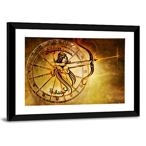 Symbol Of Sagittarius Horoscope Canvas Wall Art-3 Horizontal-Gallery Wrap-25" x 16"-Tiaracle
