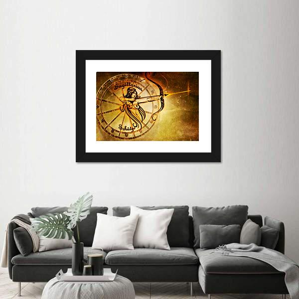 Symbol Of Sagittarius Horoscope Canvas Wall Art-3 Horizontal-Gallery Wrap-25" x 16"-Tiaracle