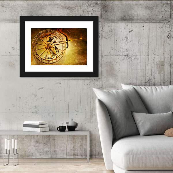 Symbol Of Sagittarius Horoscope Canvas Wall Art-3 Horizontal-Gallery Wrap-25" x 16"-Tiaracle
