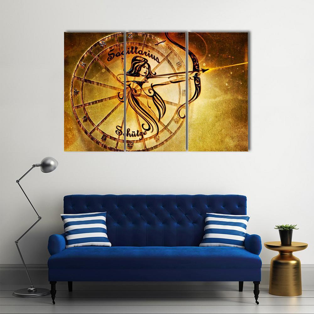 Symbol Of Sagittarius Horoscope Canvas Wall Art-3 Horizontal-Gallery Wrap-25" x 16"-Tiaracle
