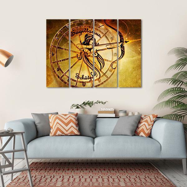 Symbol Of Sagittarius Horoscope Canvas Wall Art-4 Horizontal-Gallery Wrap-34" x 24"-Tiaracle