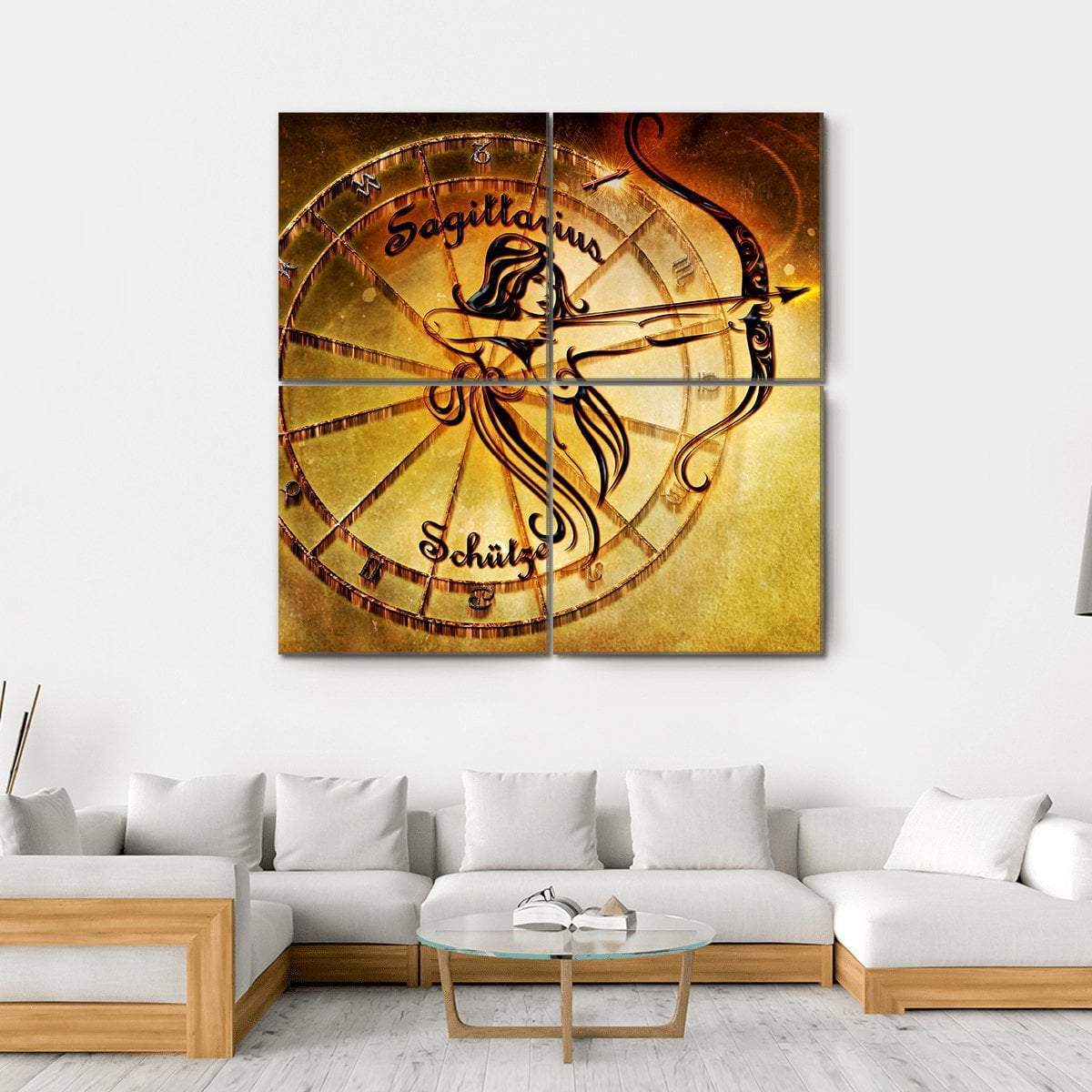 Symbol Of Sagittarius Horoscope Canvas Wall Art-4 Square-Gallery Wrap-17" x 17"-Tiaracle