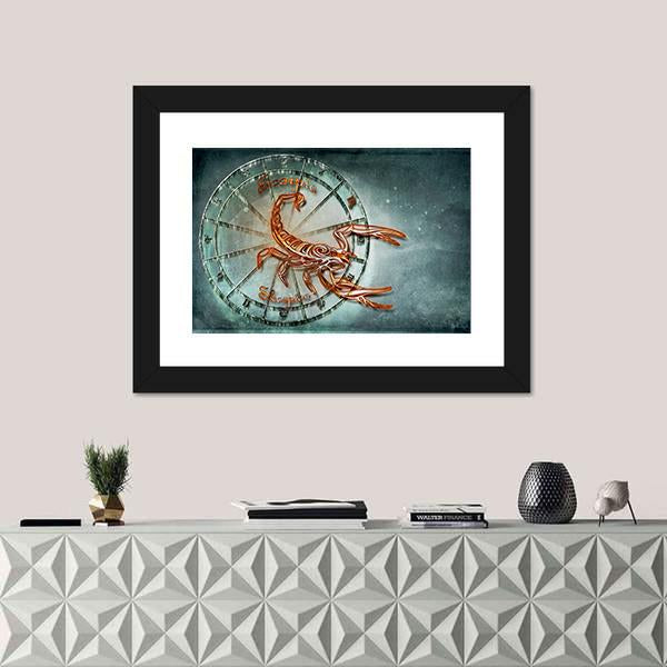 Symbol Of Scorpio Horoscope Canvas Wall Art-1 Piece-Framed Print-20" x 16"-Tiaracle