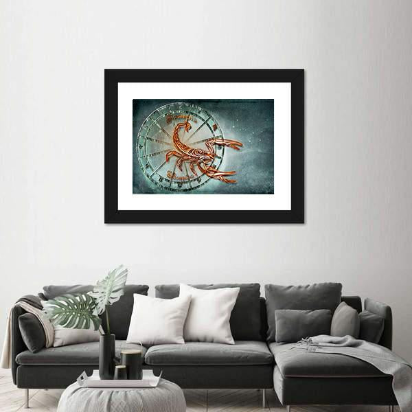 Symbol Of Scorpio Horoscope Canvas Wall Art-3 Horizontal-Gallery Wrap-25" x 16"-Tiaracle