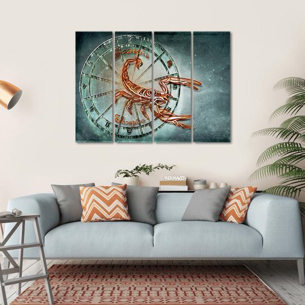 Symbol Of Scorpio Horoscope Canvas Wall Art-4 Horizontal-Gallery Wrap-34" x 24"-Tiaracle
