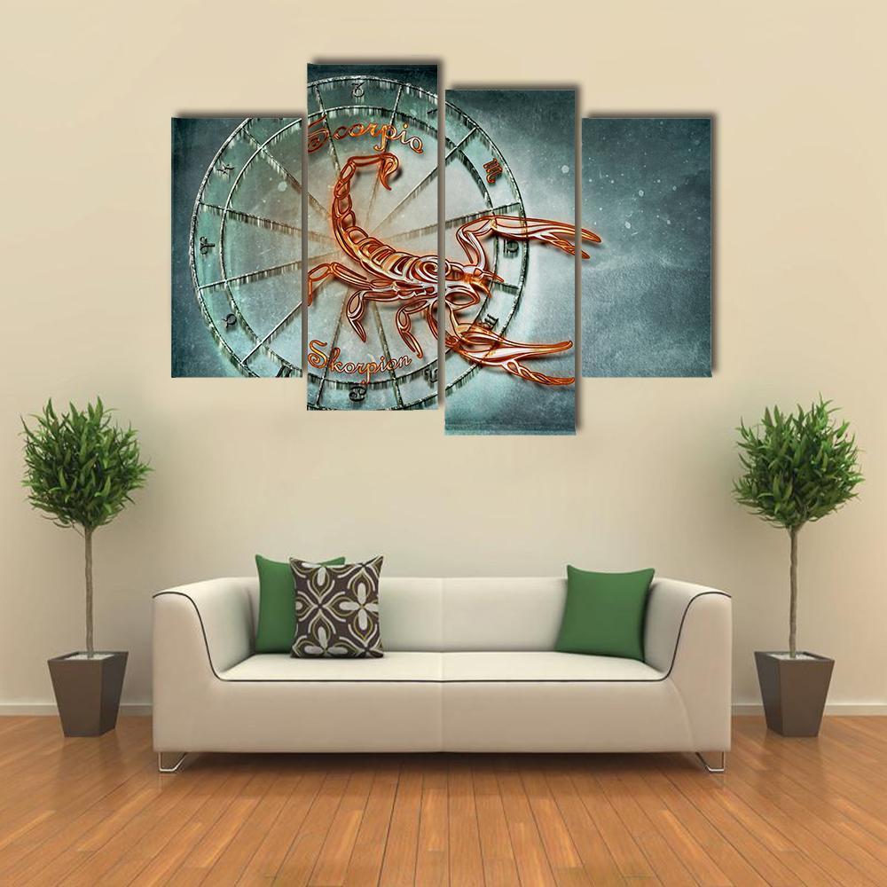 Symbol Of Scorpio Horoscope Canvas Wall Art-4 Pop-Gallery Wrap-34" x 20"-Tiaracle