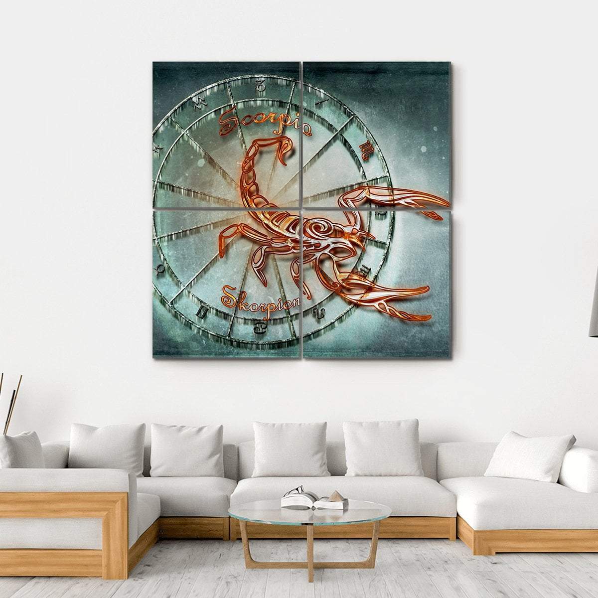 Symbol Of Scorpio Horoscope Canvas Wall Art-4 Square-Gallery Wrap-17" x 17"-Tiaracle
