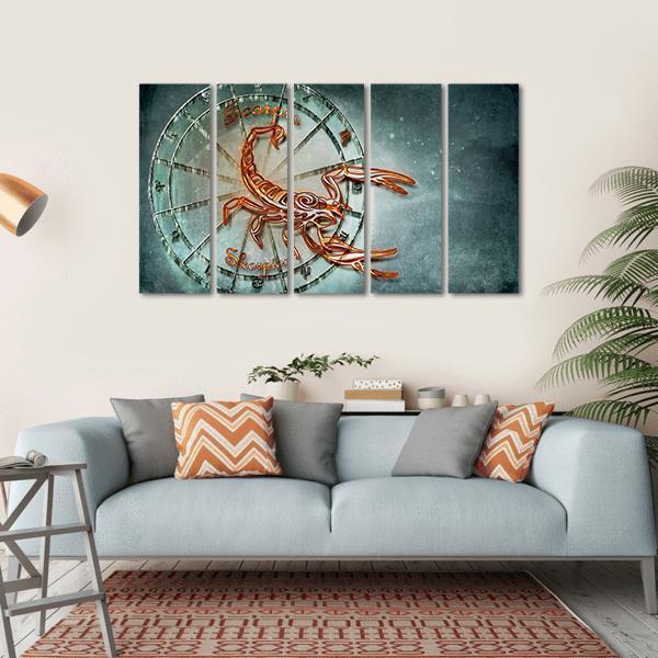 Symbol Of Scorpio Horoscope Canvas Wall Art-5 Horizontal-Gallery Wrap-22" x 12"-Tiaracle