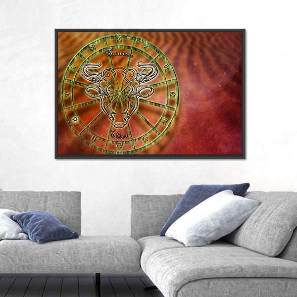 Symbol Of Taurus Horoscope Canvas Wall Art-3 Horizontal-Gallery Wrap-25" x 16"-Tiaracle