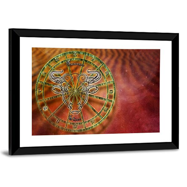 Symbol Of Taurus Horoscope Canvas Wall Art-3 Horizontal-Gallery Wrap-25" x 16"-Tiaracle