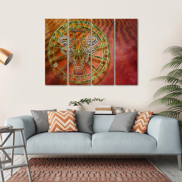 Symbol Of Taurus Horoscope Canvas Wall Art-4 Horizontal-Gallery Wrap-34" x 24"-Tiaracle