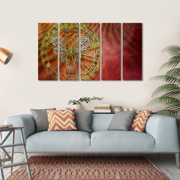 Symbol Of Taurus Horoscope Canvas Wall Art-5 Horizontal-Gallery Wrap-22" x 12"-Tiaracle
