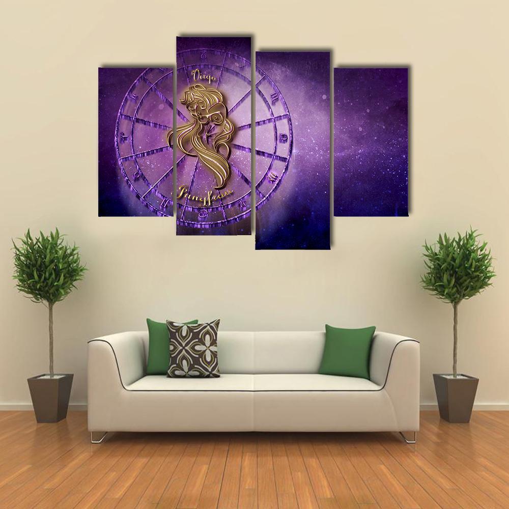 Symbol Of Virgo Horoscope Canvas Wall Art-4 Pop-Gallery Wrap-34" x 20"-Tiaracle