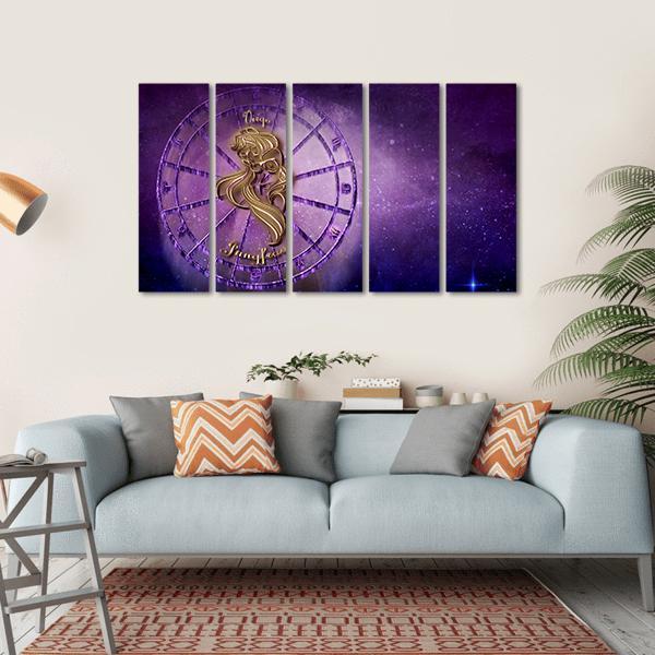 Symbol Of Virgo Horoscope Canvas Wall Art-5 Horizontal-Gallery Wrap-22" x 12"-Tiaracle