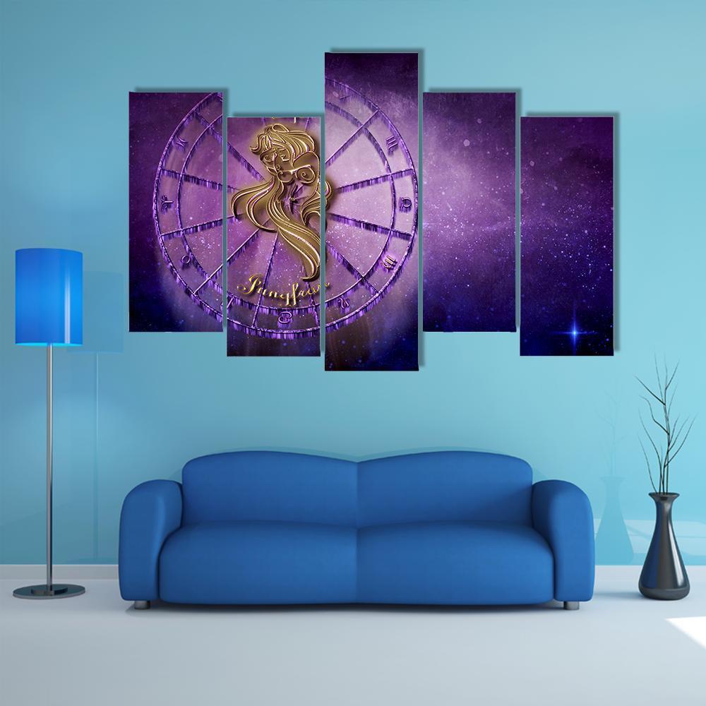 Symbol Of Virgo Horoscope Canvas Wall Art-5 Pop-Gallery Wrap-32" x 21"-Tiaracle