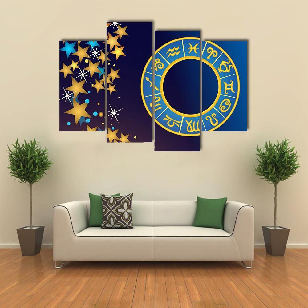 Symbol Of Zodiac Canvas Wall Art-4 Pop-Gallery Wrap-34" x 20"-Tiaracle