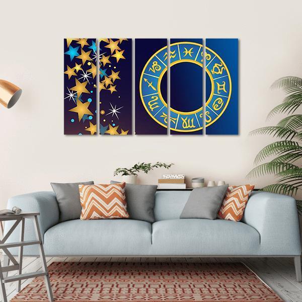 Symbol Of Zodiac Canvas Wall Art-5 Horizontal-Gallery Wrap-22" x 12"-Tiaracle