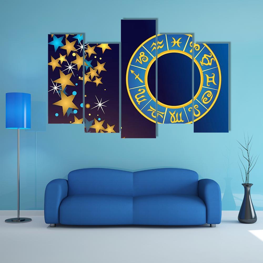 Symbol Of Zodiac Canvas Wall Art-5 Pop-Gallery Wrap-32" x 21"-Tiaracle