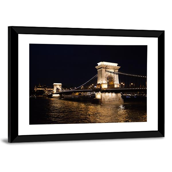 Szechenyi Chain Bridge In Budapest Canvas Wall Art-3 Horizontal-Gallery Wrap-25" x 16"-Tiaracle