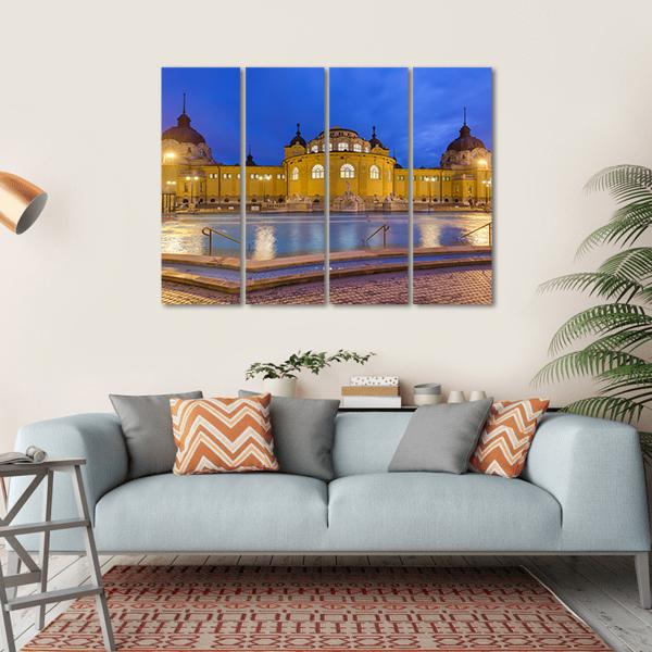 Szechnyi Thermal Bath Spa In Budapest Hungary Canvas Wall Art-4 Horizontal-Gallery Wrap-34" x 24"-Tiaracle