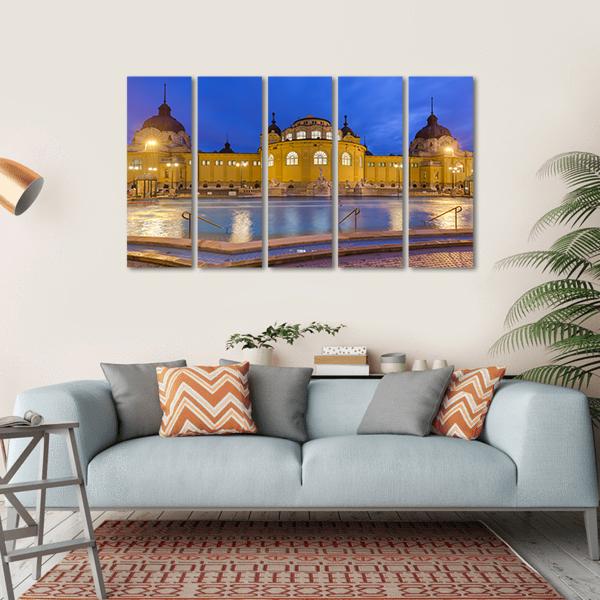 Szechnyi Thermal Bath Spa In Budapest Hungary Canvas Wall Art-5 Horizontal-Gallery Wrap-22" x 12"-Tiaracle