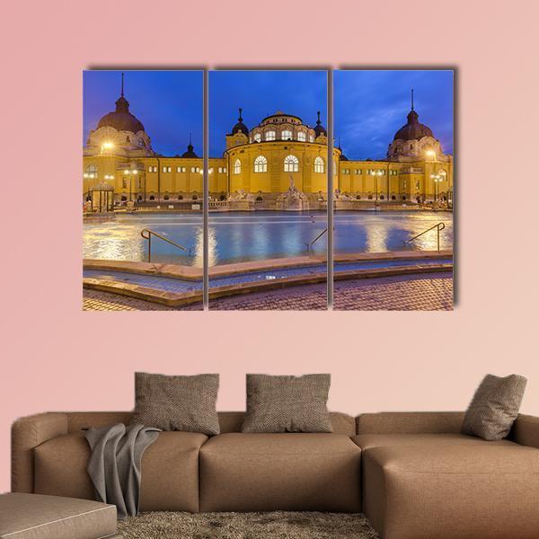 Szechnyi Thermal Bath Spa In Budapest Hungary Canvas Wall Art-3 Horizontal-Gallery Wrap-25" x 16"-Tiaracle