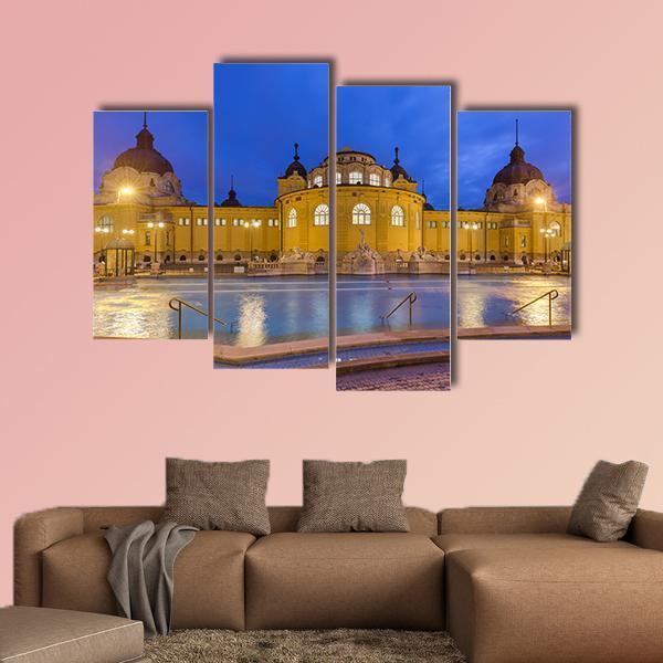 Szechnyi Thermal Bath Spa In Budapest Hungary Canvas Wall Art-4 Pop-Gallery Wrap-50" x 32"-Tiaracle