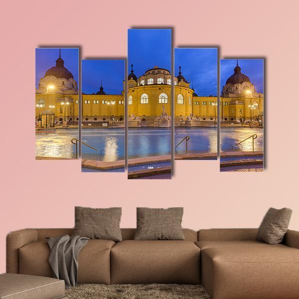 Szechnyi Thermal Bath Spa In Budapest Hungary Canvas Wall Art-5 Pop-Gallery Wrap-47" x 32"-Tiaracle