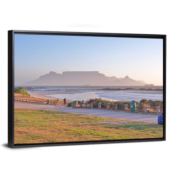 Table Mountain And Cape Town Seen From Big Bay Beach Canvas Wall Art-3 Horizontal-Gallery Wrap-25" x 16"-Tiaracle