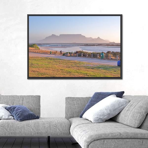 Table Mountain And Cape Town Seen From Big Bay Beach Canvas Wall Art-3 Horizontal-Gallery Wrap-25" x 16"-Tiaracle