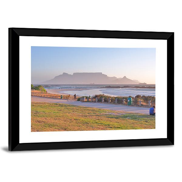 Table Mountain And Cape Town Seen From Big Bay Beach Canvas Wall Art-3 Horizontal-Gallery Wrap-25" x 16"-Tiaracle