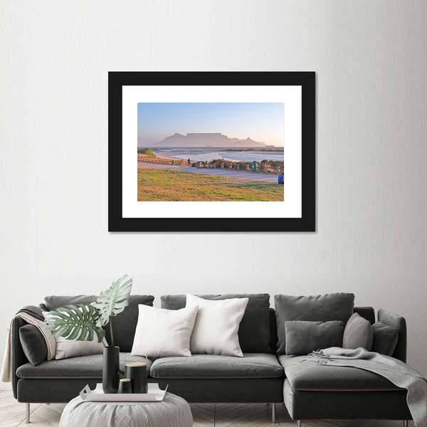 Table Mountain And Cape Town Seen From Big Bay Beach Canvas Wall Art-3 Horizontal-Gallery Wrap-25" x 16"-Tiaracle