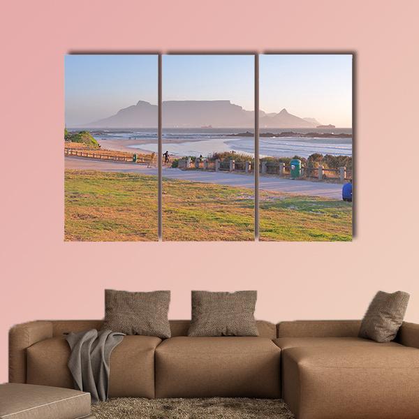 Table Mountain And Cape Town Seen From Big Bay Beach Canvas Wall Art-3 Horizontal-Gallery Wrap-37" x 24"-Tiaracle